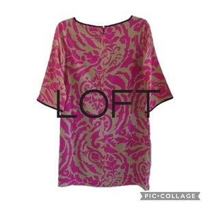 Ann Taylor LOFT Petite 4 Sheath Dress Pink Tan